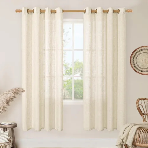 Miniatura 118 de LAMIT Cortinas de lino sintético para dormitorio, paneles filtrantes de luz, cortinas de lino con protección de privacidad con ojales para ventanas