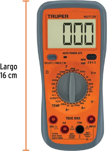 Miniatura 3 de TRUPER MUT-39 Multímetro digital profesional