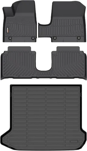 Miniatura 60 de Alfombrillas para todo tipo de clima y forro de carga para Volkswagen Atlas 2018-2025 (asiento de cubo de 6 pasajeros), juego completo de 3 filas
