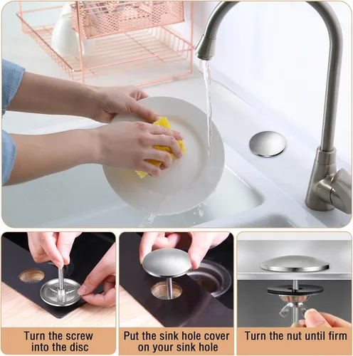 Miniatura 5 de LEIFIDE 2 Piezas 2 Pulgadas de Cubierta para Agujero de Fregadero de Cocina, Cubierta para Agujero de Llave de Cocina de Acero Inoxidable, Tapa