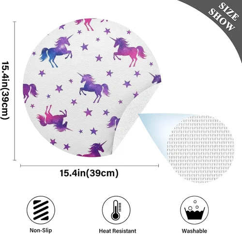 Miniatura 4 de Vibrant Unicorns Table Placemat, Non Slip Heat Resistant Place Mats for Wood Table for Kitchen one sizex1