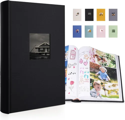Miniatura 11 de 1DOT2 Álbum de Fotos de Tela de Lujo 4x6 con Espacio para Escribir, Bolsillos Libres de Ácido, Capacidad para 300 Fotos con Memo, 3 por Página