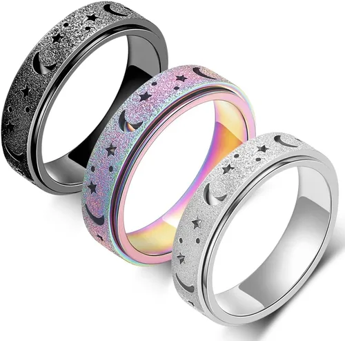 Anillo de alivio de la ansiedad, anillo giratorio para aliviar el estrés, de acero inoxidable, anillo giratorio para mujeres, hombres, unisex