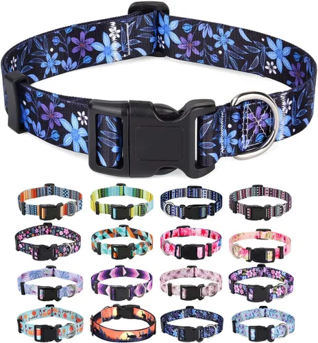 Miniatura 52 de Mihqy - Collar de perro, patrones geométricos florales, tribales, bohemios, collar de estilo étnico, suave y ajustable, para perros pequeños, Pink