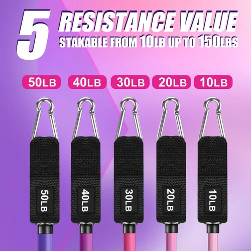 Miniatura 3 de WHATAFIT Bandas de resistencia, bandas de ejercicio, bandas de resistencia para entrenamiento, bandas de entrenamiento con asas para hombres y Rosa