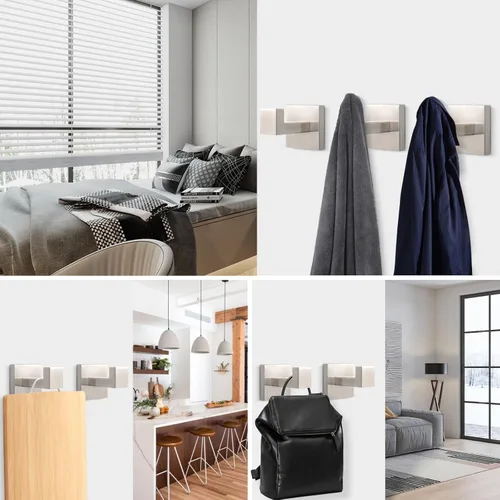 Miniatura 6 de NearMoon Ganchos cuadrados para toallas de baño -SUS304 de acero inoxidable para colgar batas, ganchos resistentes para baño, sala de estar, hotel