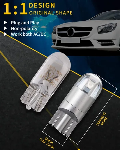 Miniatura 3 de YM E-Bright T10 194 - Luces LED para interior de automóvil, 168 W5W, 3030 chips 2825, bombilla LED, cúpula, mapa, puerta de maletero, luz de azul