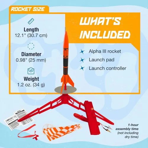 Miniatura 3 de Estes Kit de construcción de cohetes Alpha III 1427, kit de modelo de cohete volador para principiantes a partir de 10 años, incluye almohadilla