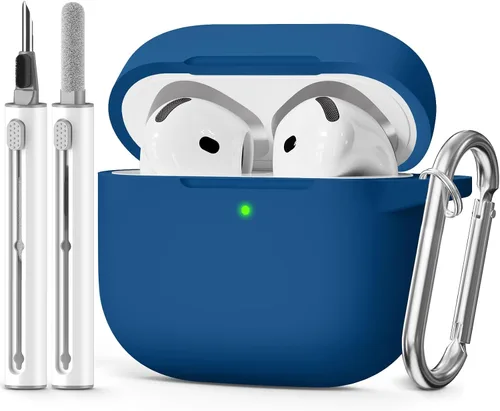 Miniatura 20 de Funda para AirPods 4 2024, viene con kit de limpieza, funda protectora de silicona suave para fundas Apple AirPods de 4ª generación con llavero