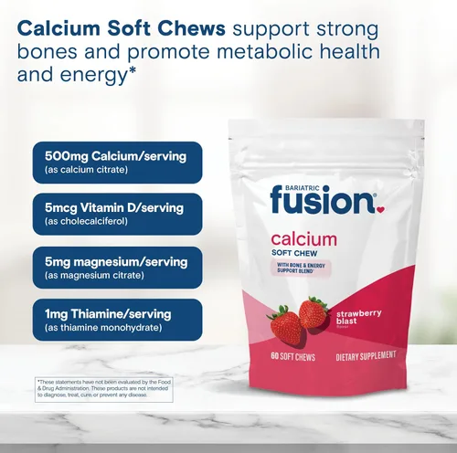 Miniatura 5 de Bariatric Fusion Suplemento de calcio bariátrico masticable Citrato de calcio con vitamina D3 vitamina bariátrica Masticable sin azúcar 500 mg