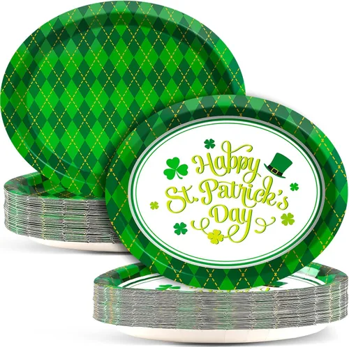 Miniatura 9 de 50 PCS Platos de Papel Ovalados de Navidad Grandes de 11" Desechables Tema de Flor de Pascua Decoraciones de Fiesta Suministros Florales de Invierno