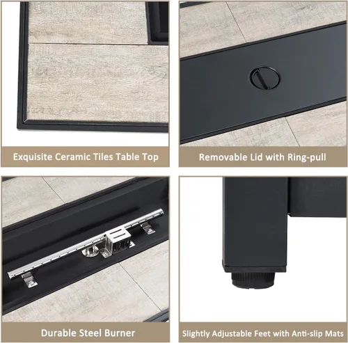 Miniatura 7 de Tangkula Sofá modular de mimbre para exteriores de 9 piezas con mesa de fogata de gas de 42 pulgadas y 60,000 BTU, juego de conversación de patio