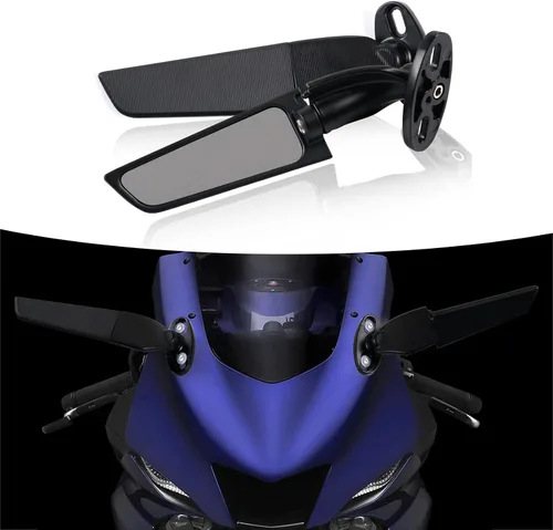 Miniatura 3 de Espejos retrovisores para motocicleta, espejos laterales ajustables y giratorios, compatibles con Honda Kawasaki Suzuki Yamaha - Espejo de ala