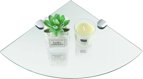 Miniatura 8 de SAYAYO Estante esquinero de vidrio para pared, estantes de vidrio flotante templado para baño, 1 unidad, transparente