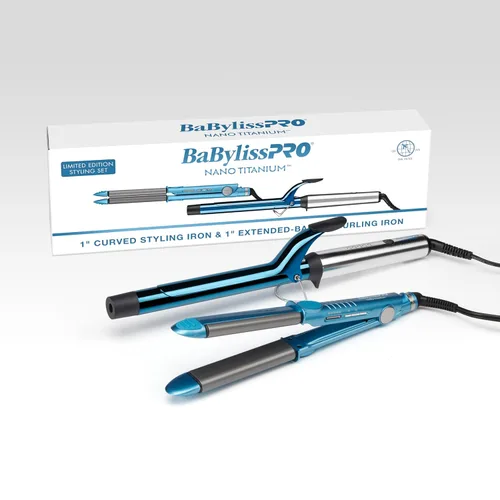 BaBylissPRO Plancha plana de titanio nano, plancha de pelo de 1 pulgada en U para resultados profesionales de salón y todo tipo de cabello
