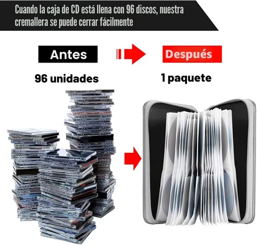 Miniatura 4 de Siveit Estuche para CD, Soporte para Estuche de DVD con Capacidad para 96 Discos de Plástico Duro, Estuches para Discos CD DVD, Carpeta Billetera