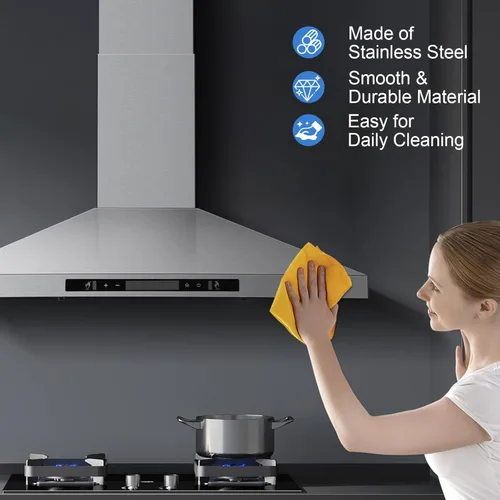 Miniatura 7 de SNDOAS Campana extractora de montaje en pared de 30 pulgadas con control táctil y de detección de gestos, campana extractora de acero inoxidable