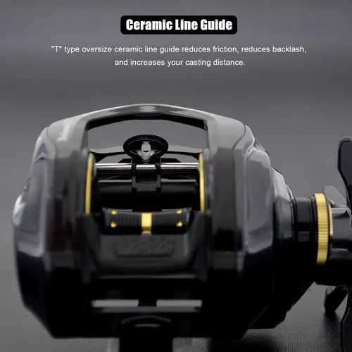 Miniatura 8 de Bahamut 400 Carretes Baitcaster, Gran Capacidad para Jigging, 10+1 Rodamientos de Acero Inoxidable, 35 LBs de Arrastre, Mango de Potencia de 4.5