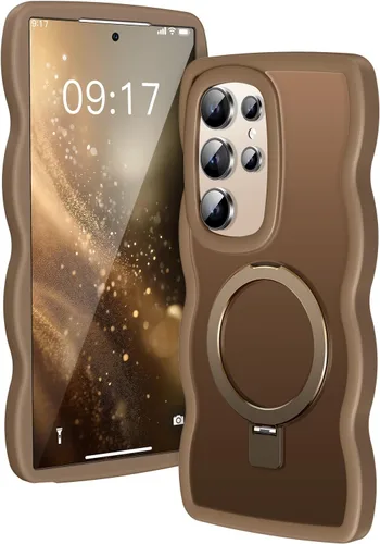 Miniatura 26 de [Soporte magnético y marco ondulado] Funda para Samsung Galaxy S24 Ultra [compatible con MagSafe] [protección militar contra caídas] no amarillenta