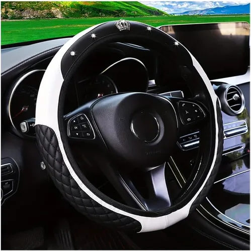 Miniatura 13 de Funda brillante para volante de automóvil, protector de cuero con diamantes de imitación de cristal para automóvil, accesorios de decoración