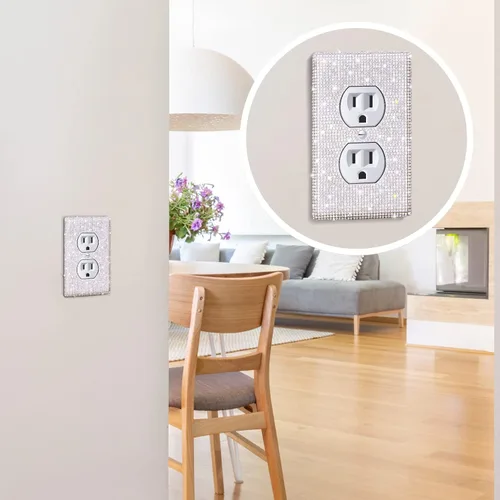 Miniatura 5 de 4 piezas de diamantes de imitación brillantes para placa de pared, cubierta de interruptor de luz, cubierta de placa de pared, interruptor de luz