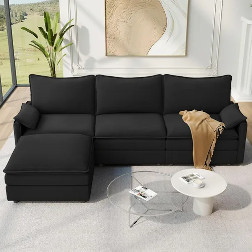 Miniatura 49 de Vesgantti 2 Piece Loveseat & 3 Seater Sofa Set, Modular Cloud Couch, Beige