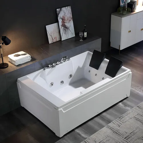 Miniatura 7 de Empava Bañera de hidromasaje de 72 x 48 pulgadas para pareja, bañera de hidromasaje de 1125 W con luz, hidromasaje, cromaterapia, certificado ETL