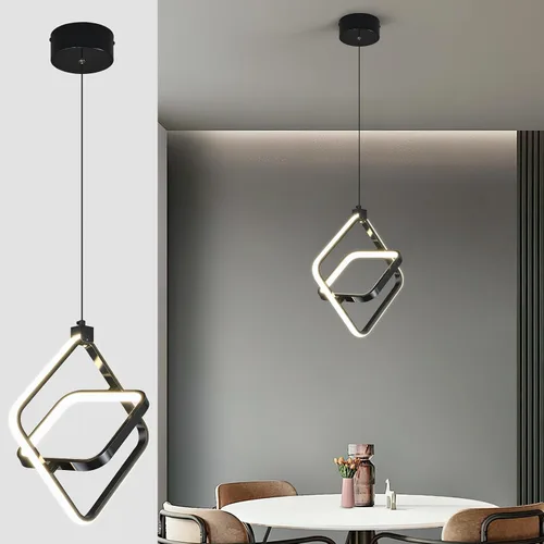 Miniatura 18 de Lámpara LED moderna con anillo dorado, lámpara colgante de 4000 K, regulable en altura ajustable, iluminación colgante para comedor, cocina, isla