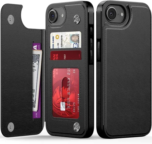 Miniatura 34 de FUNMIKO Funda tipo cartera para iPhone 13 con tarjetero, bloqueo RFID, protección de grado militar y obras de arte impresas con rayos UV, cierre