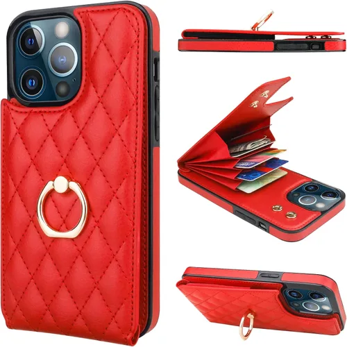 Miniatura 21 de Folosu Funda compatible con iPhone 13 Pro Max con soporte para tarjetas, rotación de 360°, soporte de anillo de dedo con función atril, bloqueo