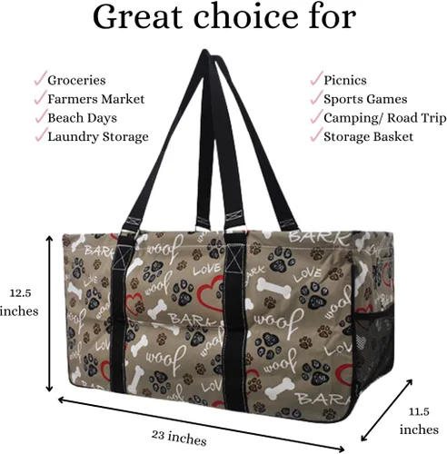 Miniatura 440 de NGIL Bolsa de comestibles reutilizable extra grande plegable de gran tamaño para comestibles, almacenamiento, picnic, playa, Bronco-negro occidental