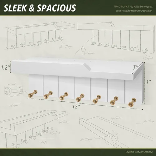 Miniatura 5 de Rebee Vision Soporte de Pared para Llaves Estilo Granja - Organizador de Correo Decorativo con 7 Ganchos para Llaves y Estante de Pared - Decoración
