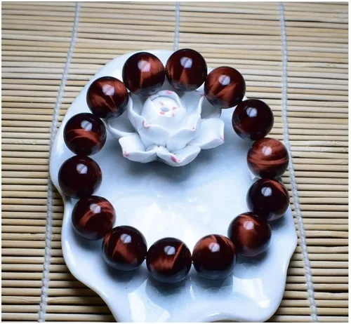 Miniatura 2 de Brazaletes y pulseras de cuentas de piedra natural con ojos de tigre rojos AA hechos a mano joyería de piedra energética para mujeres u hombres