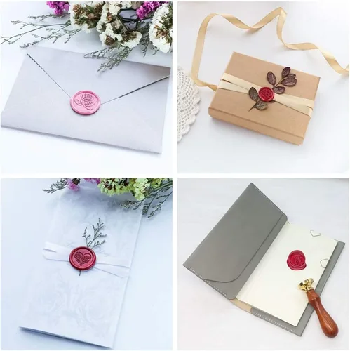 Miniatura 7 de VOOSEYHOME - Sello de cera, letra inicial escrita a mano con mango de palisandro, decoración en invitaciones, sobres de correo, tarjetas, libros