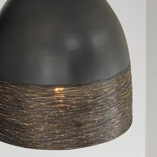 Miniatura 3 de Capital Lighting 335112GI Sana - Colgante de alambre de acero con campana de metal moteado de latón, 1 luz de 100 vatios, 19 pulgadas de alto x 15