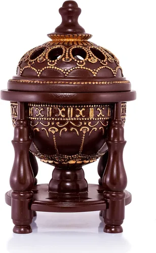 Miniatura 4 de AM Quemador de incienso de carbón – Quemador Bakhoor, quemador de resina de incienso Oud para oficina y decoración del hogar, 4 pilares lujosos