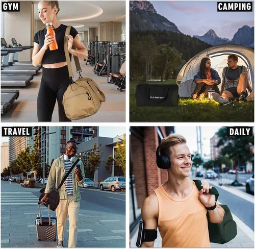 Miniatura 9 de CANWAY Bolsa de gimnasio para hombres y mujeres, bolsa de lona de gimnasio de 40 litros con compartimento para zapatos y bolsillo húmedo, bolsa