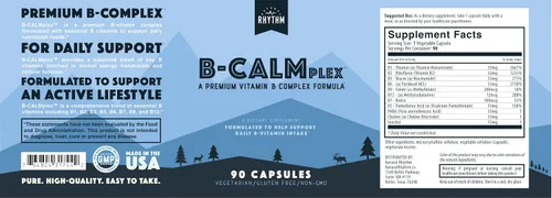 Miniatura 4 de Natural Rhythm B-CALMplex, mezcla única de vitaminas B, el complejo B apoya la función nerviosa adecuada y la relajación, suministro de 3 meses, 90