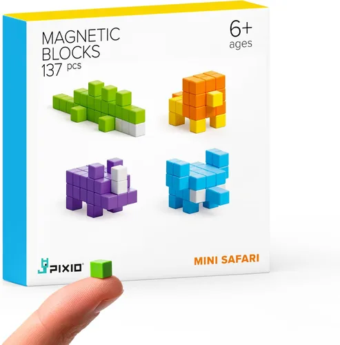 Miniatura 9 de PIXIO Mini bloques magnéticos y cubos magnéticos para niños, pequeños imanes para manualidades, juego de construcción STEM, juguetes de aprendizaje