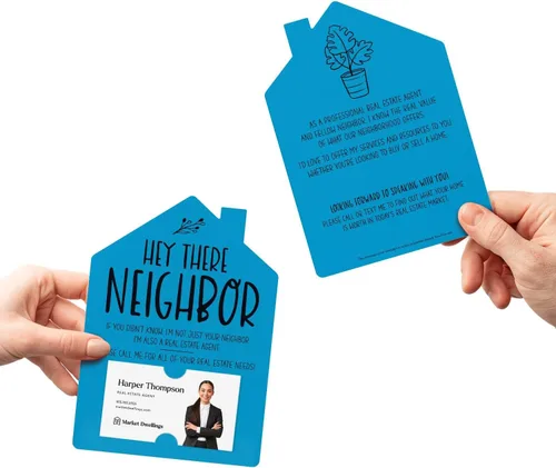 Miniatura 3 de Market Dwellings Juego de tarjetas de felicitación Hey There Neighbor Real Estate Mailers - Bienes raíces con sobres incluidos - Diseñado