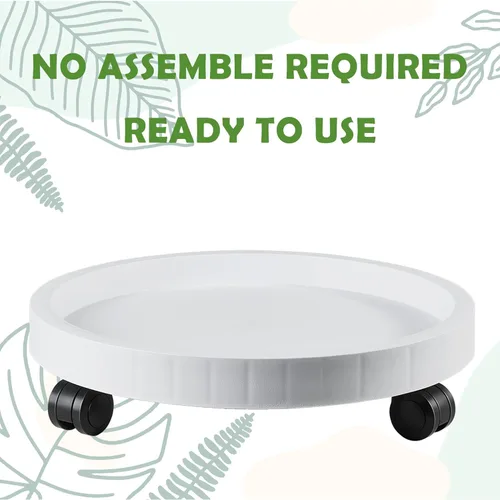 Miniatura 2 de Paquete de 2 platillos rodantes para macetas de 9.8 pulgadas con ruedas, soporte con ruedas resistente para plantas en maceta, bandeja redonda tipo
