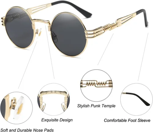 Miniatura 4 de Dollger Gafas de sol redondas Steampunk con marco de metal