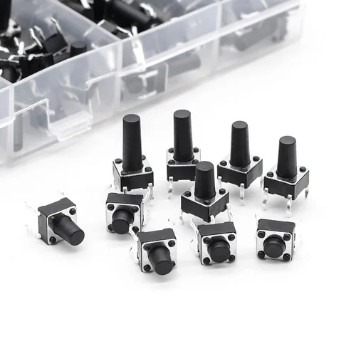 Miniatura 4 de QTEATAK - Juego surtido de 200 piezas de 10 pines de 0.236 x 0.236 in de 0.236 x 0.236 in, interruptor de botón táctil micro momentáneo