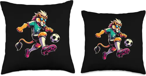 Miniatura 3 de Lion Soccer Ball Boys Kids Throw Pillow