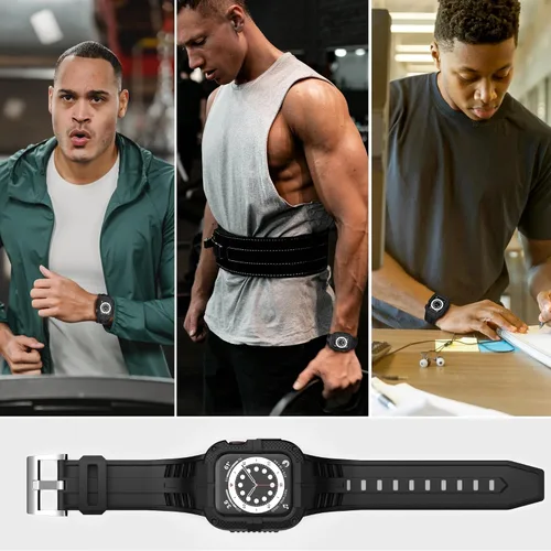 Miniatura 7 de Correa resistente para Apple Watch Series 9 de 45 mm, 44 mm, 42 mm, SE 9/8/7/6/5/4/3 para hombres, Negro, 41 mm/40 mm/38 mm, Deportes
