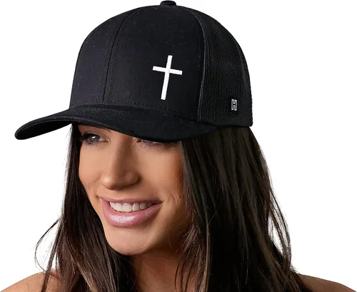 Miniatura 4 de HAKA Cross Hat - Christian Trucker Hat Jesus, Mesh Outdoor Hat for Men & Women, Adjustable Baseball Cap, Snapback Hat