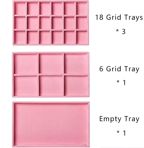 Miniatura 3 de Frebeauty Organizador de joyas de acrílico, caja organizadora de aretes con 5 cajones, organizador de aretes con bandejas de terciopelo, caja