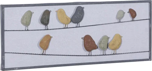 Miniatura 7 de Deco 79 Escultura de pared de metal para decoración de pared, diseño de pájaro, arte de pared, 32 x 1 x 12 pulgadas, multicolor