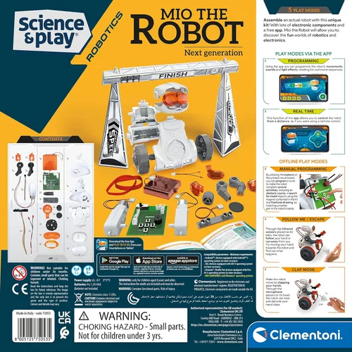 Miniatura 3 de Clementoni - Science & Play Mio Robot: Robot interactivo de aprendizaje STEM con aplicación, evitación de obstáculos y función de dibujo