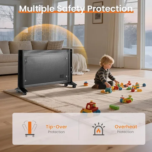 Miniatura 4 de Calentador de espacio para uso en interiores, habitación grande, calentador eléctrico infrarrojo de 1500 W para dormitorio, oficina, protección